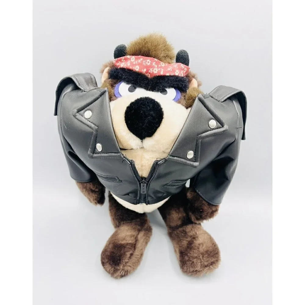 Vintage Taz Plush Looney Tunes Tazmanian Devil 9” 24K Co. 1993 WARNER BROS Biker